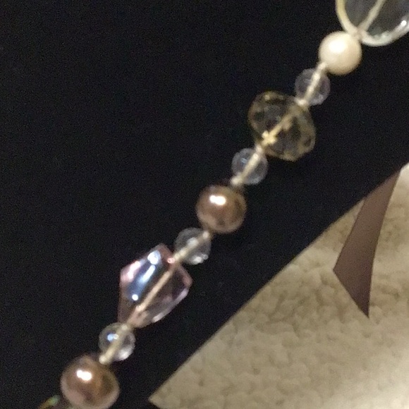 Brown tone & clear Lucite w Br Pearls necklace❣️ - Picture 6 of 6